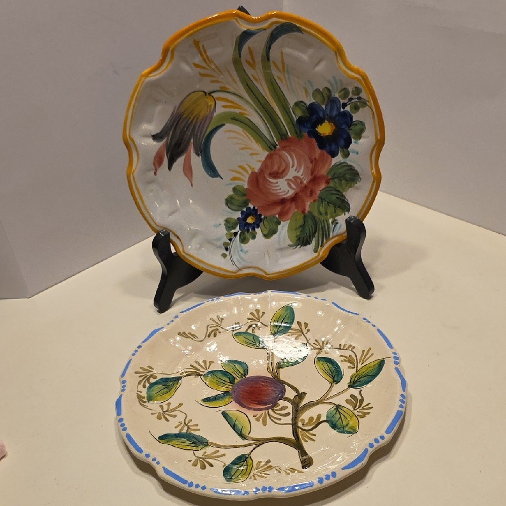 Hand-Painted Floral Ceramic Plates